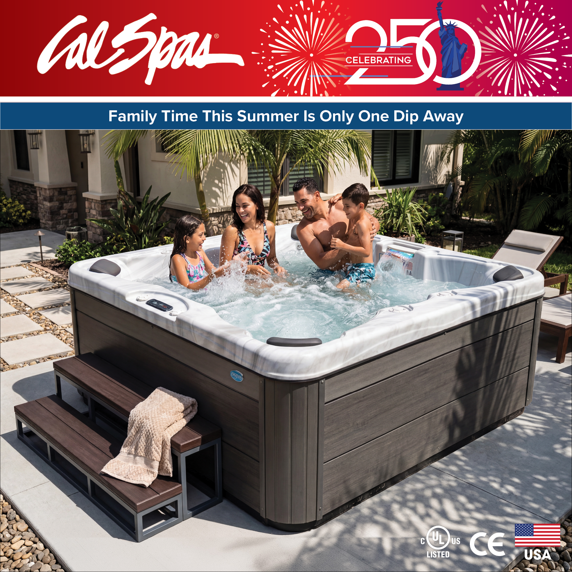 Calspas hot tub being used in a family setting - Brentwood